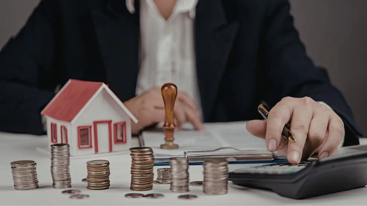 Homem com casa em miniatura