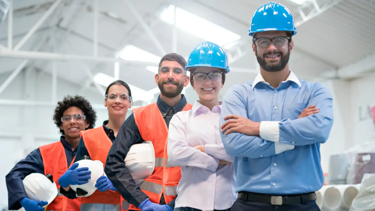 Equipe formada por diversos trabalhadores.