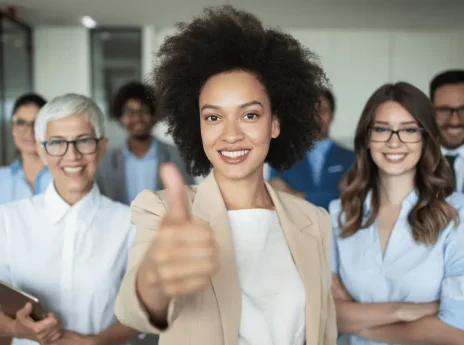 grupo de trabalhadores felizes